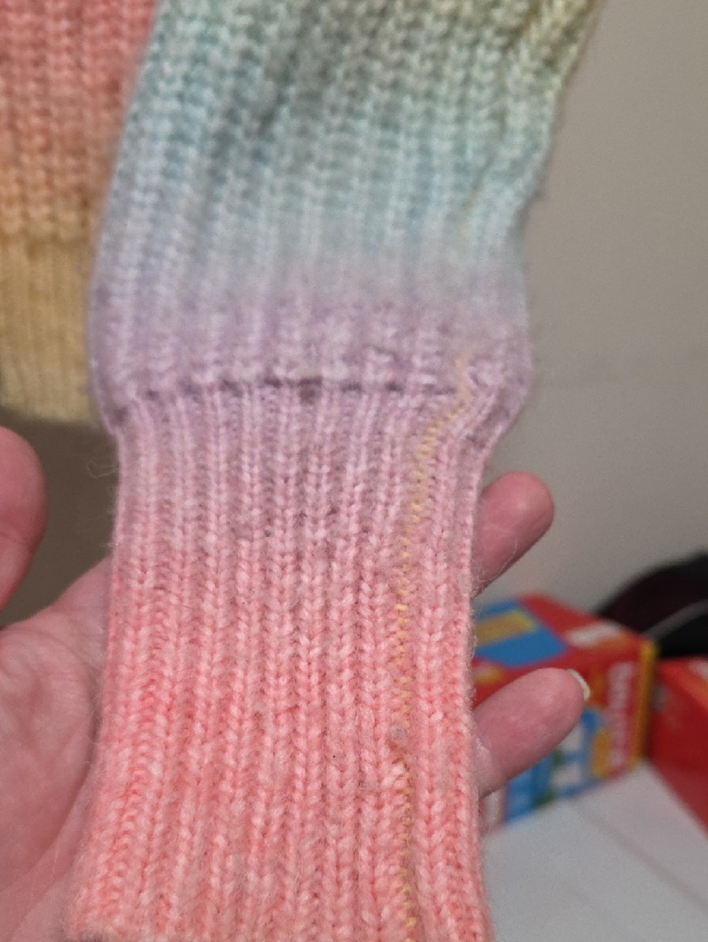 Pastel Ombre Chunky Knit Button-Up Cardigan Crop SM - Women Sweaters - Picture 4 of 4